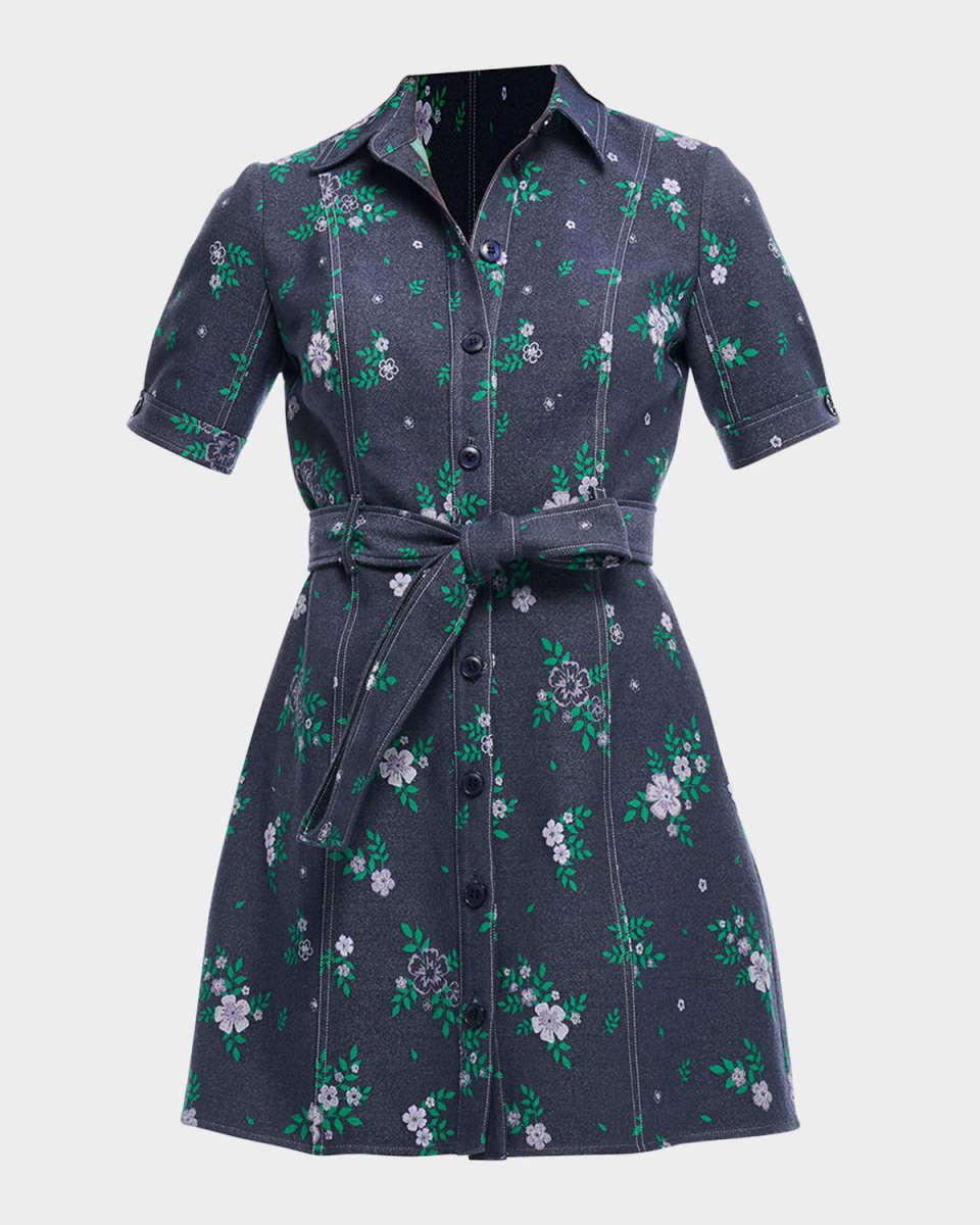 Archie Floral-Print Denim Mini Dress